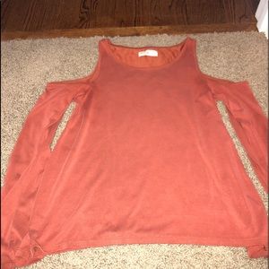 Suede cold shoulder top